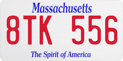 MA license plate 8TK556