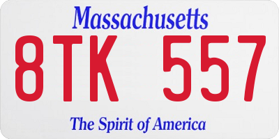 MA license plate 8TK557