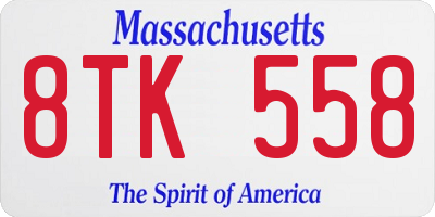 MA license plate 8TK558