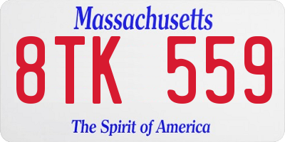 MA license plate 8TK559