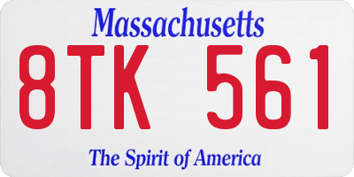 MA license plate 8TK561