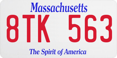MA license plate 8TK563