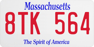 MA license plate 8TK564