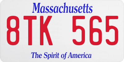 MA license plate 8TK565