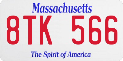 MA license plate 8TK566