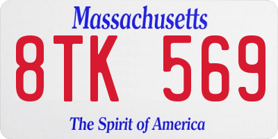MA license plate 8TK569