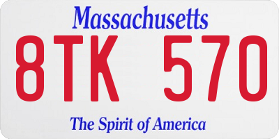 MA license plate 8TK570