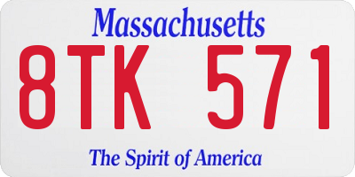 MA license plate 8TK571