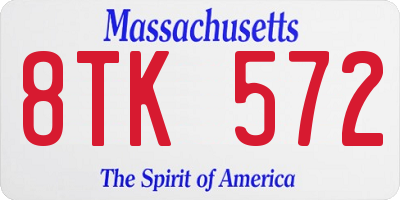 MA license plate 8TK572