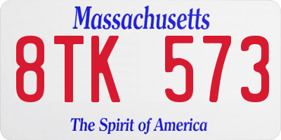 MA license plate 8TK573