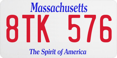 MA license plate 8TK576