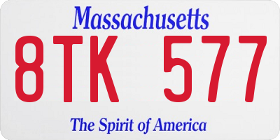 MA license plate 8TK577