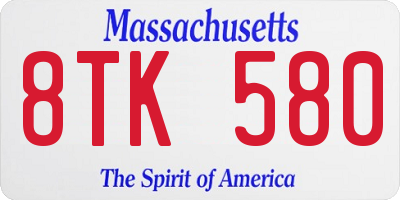 MA license plate 8TK580