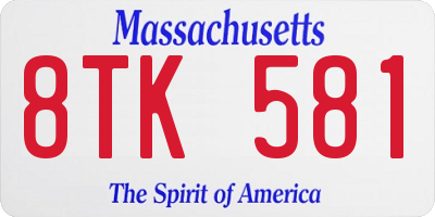 MA license plate 8TK581