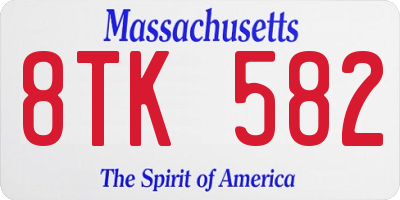MA license plate 8TK582