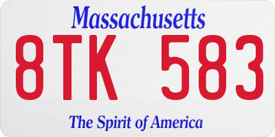 MA license plate 8TK583