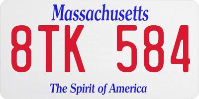 MA license plate 8TK584