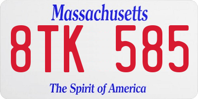 MA license plate 8TK585