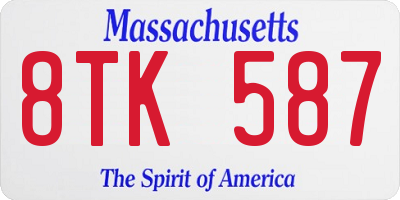 MA license plate 8TK587