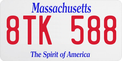 MA license plate 8TK588
