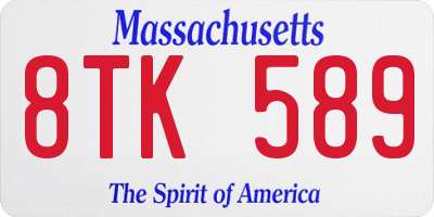MA license plate 8TK589