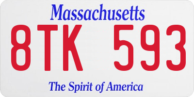 MA license plate 8TK593