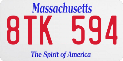 MA license plate 8TK594