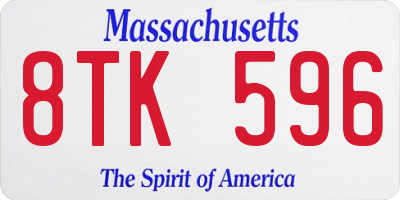 MA license plate 8TK596