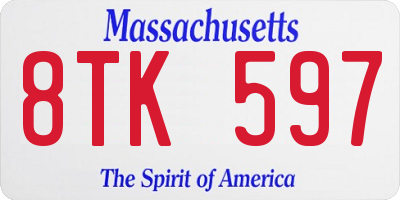 MA license plate 8TK597
