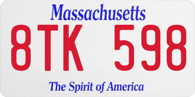 MA license plate 8TK598