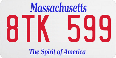 MA license plate 8TK599