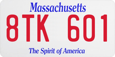 MA license plate 8TK601