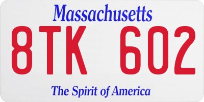MA license plate 8TK602