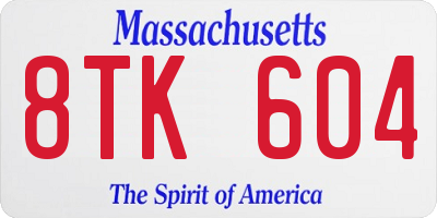 MA license plate 8TK604