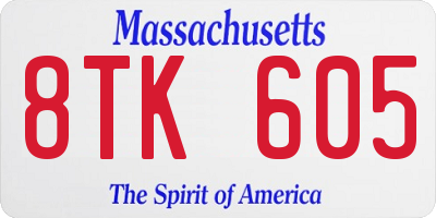 MA license plate 8TK605