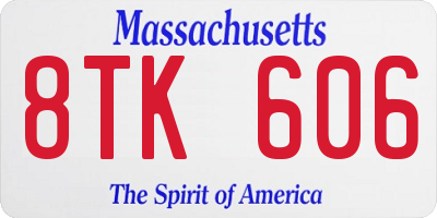 MA license plate 8TK606