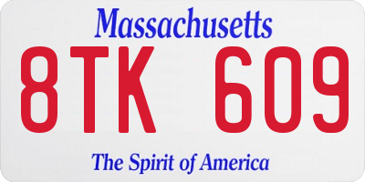 MA license plate 8TK609