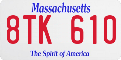 MA license plate 8TK610