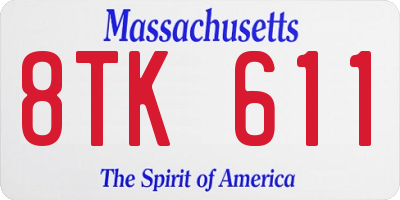 MA license plate 8TK611