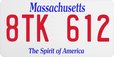 MA license plate 8TK612