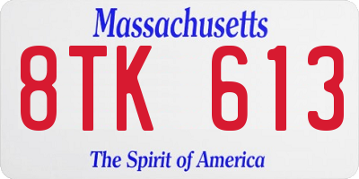 MA license plate 8TK613