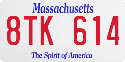 MA license plate 8TK614