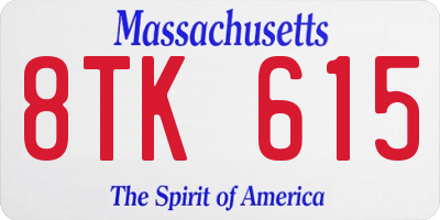 MA license plate 8TK615