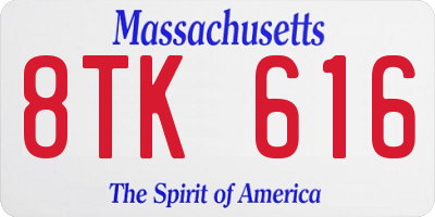 MA license plate 8TK616