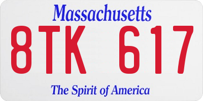 MA license plate 8TK617