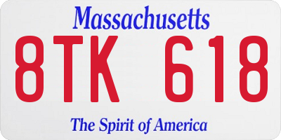 MA license plate 8TK618