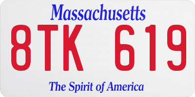 MA license plate 8TK619