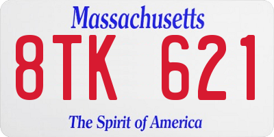 MA license plate 8TK621