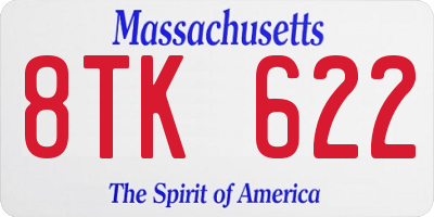 MA license plate 8TK622