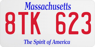 MA license plate 8TK623